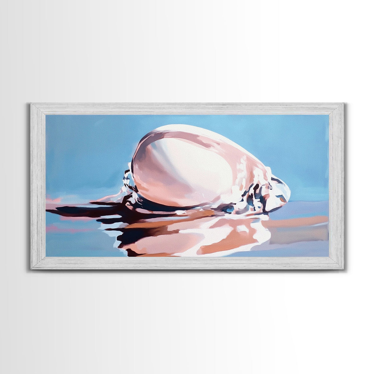Sea Shell, Coastal Art, Beach House Wall Decor, Canvas Print, Nautical Painting, Minimalist Seaside Art, Bedroom Wall Decor