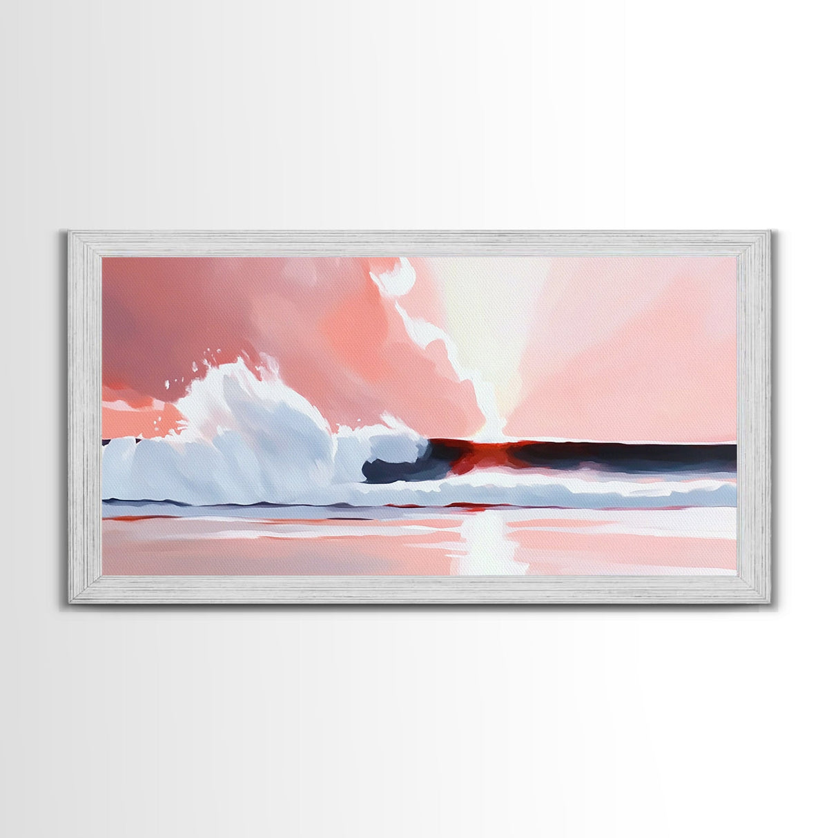 Sunset Reflection, Ocean View, Framed Canvas Print, Pastel Coastal Art, Dreamy Seascape, Modern Wall Decor, Nature Aesthetic