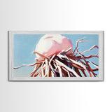 Jellyfish Art, Underwater Fantasy, Oceanic Decor, Ethereal Sea Life, Modern Coastal Home, Blue and Pink Palette, Canvas Print