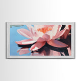 Lotus, Reflection, Blue Water, Framed Canvas Print, Floral Art, Zen Decor, Meditation Wall Art, Modern Botanical, Serene Home Decor