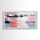 Reflections, Modern Bowl, Kitchen Wall Art, Minimalist Still Life, Pink Aesthetic, Framed Canvas Print, Abstract Home Decor, Pastel Art