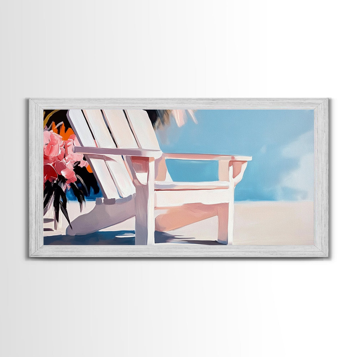 Beach Chair, Summer Relaxation, Coastal Outdoor Art, Vacation Aesthetic, Tropical Home Decor, Minimalist Pastel, Canvas Print, Patio