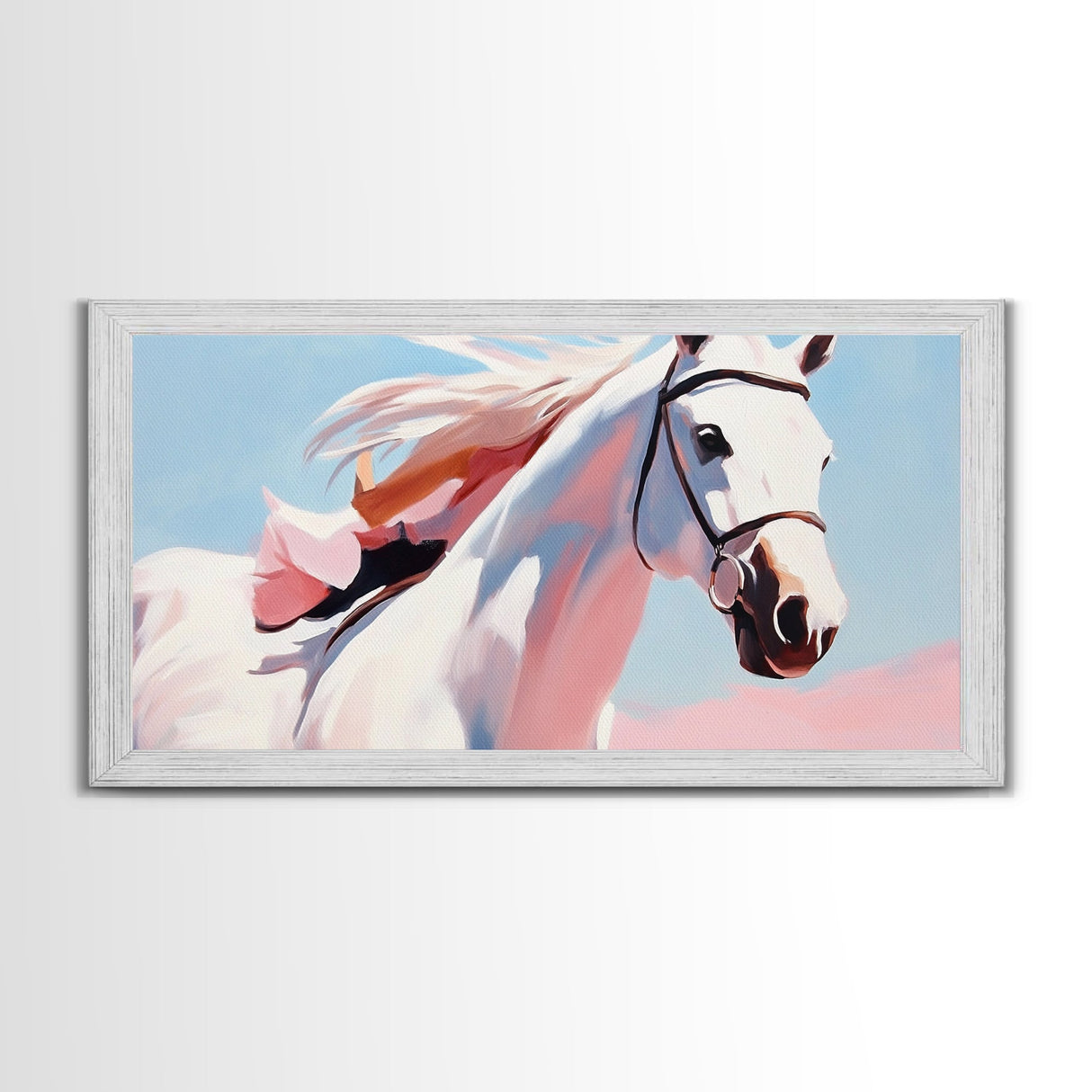 Wild Horse, Equestrian Art, Western Decor, Boho Wall Art, Pastel Painting, Framed Canvas Print, Bedroom Art, Farmhouse Aesthetic