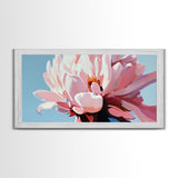 Peony Bloom, Floral Wall Art, Feminine Aesthetic, Modern Minimalist, Blush Pink Painting, Framed Canvas Print, Bedroom or Office Decor