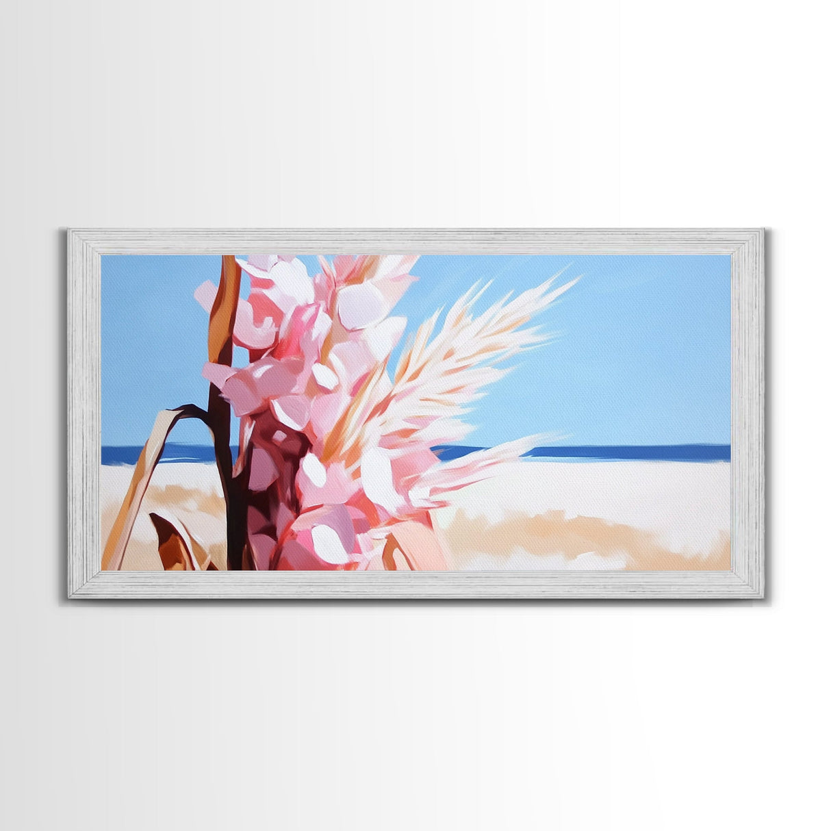 Wildflowers, Coastal Bloom, Boho Floral Art, Ocean Inspired Print, Modern Nature Wall Art, Soft Pastel Aesthetic, Canvas Print