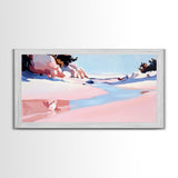 Desert River, Pastel Landscape, Western Aesthetic, Minimalist Nature Art, Boho Home Decor, Serene Wall Art, Framed Canvas Print