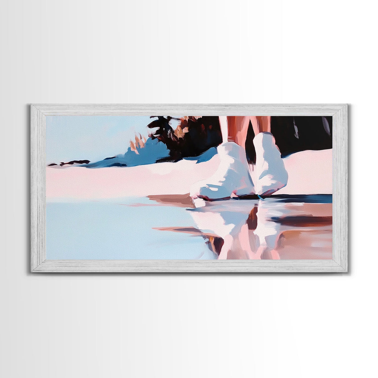 White Boots, Fashion Photography Art, Reflection Aesthetic, Minimalist Boho Print, Soft Pastel Colors, Framed Canvas Print, Bedroom Art
