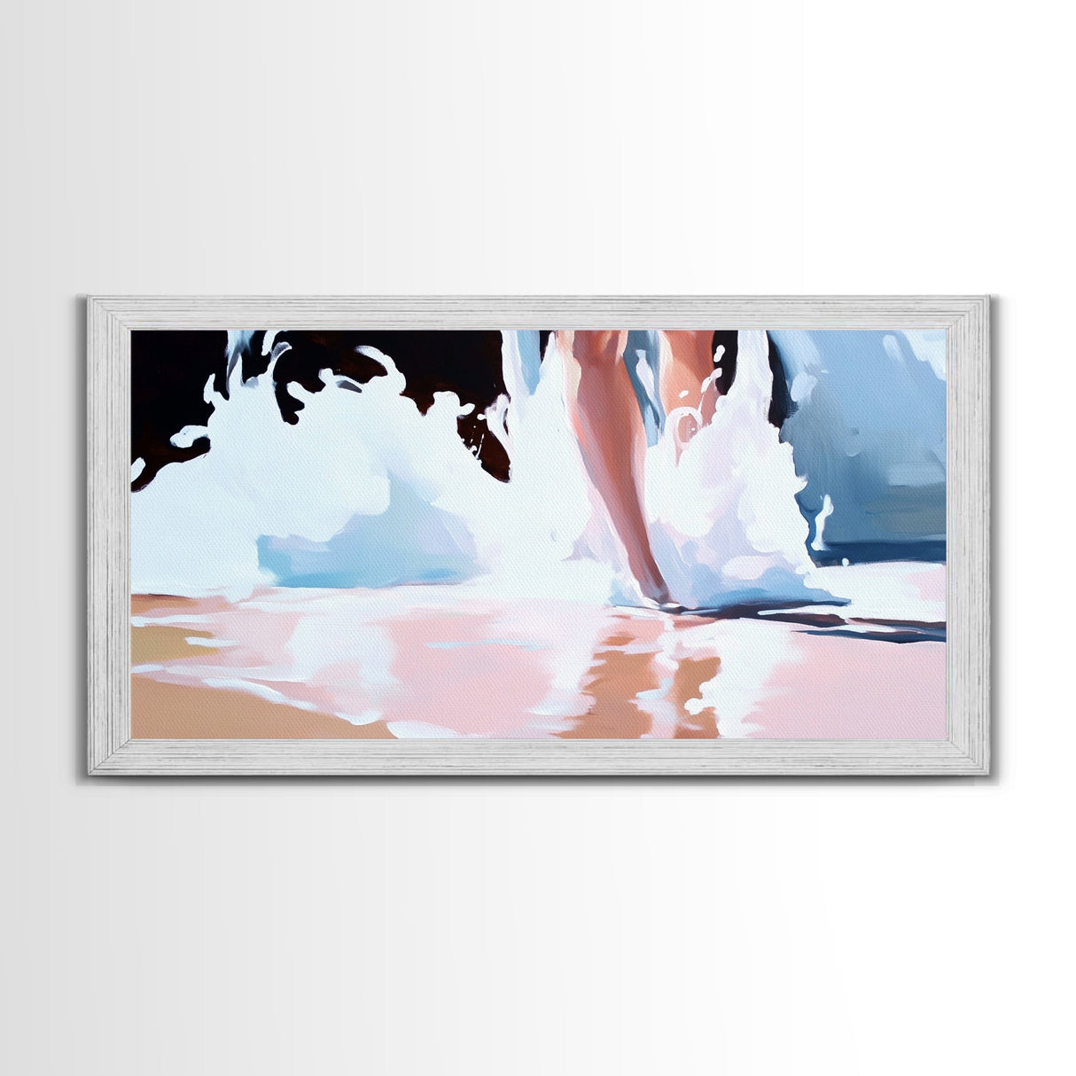 Splashing Waves, Water Reflections, Summer Art, Canvas Print, Beach Wall Decor, Coastal Home Art, Living Room Painting, Blue Seascape