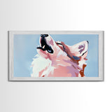 Howling Wolf, Wildlife Art, Nature Print, Blue Sky, Framed Canvas Print, Rustic Wall Art, Lodge Decor, Animal Lover Gift