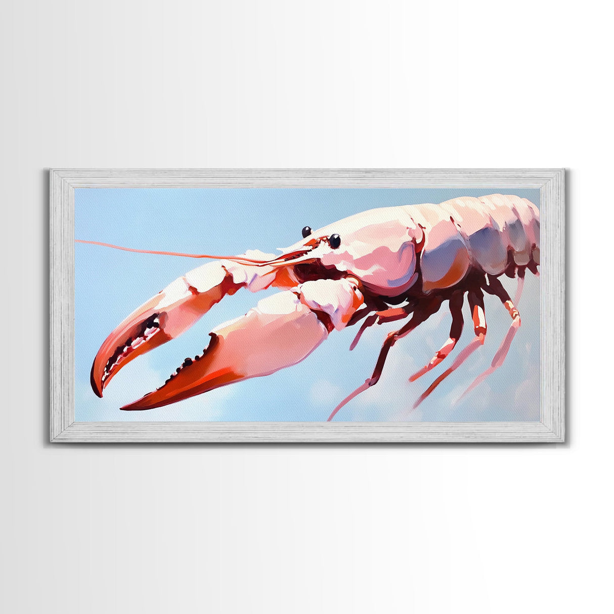Lobster Art, Seafood Kitchen, Coastal Decor, Nautical Art, Framed Canvas Print, Ocean Inspired Wall Art, Beach House Aesthetic, Modern Artwork