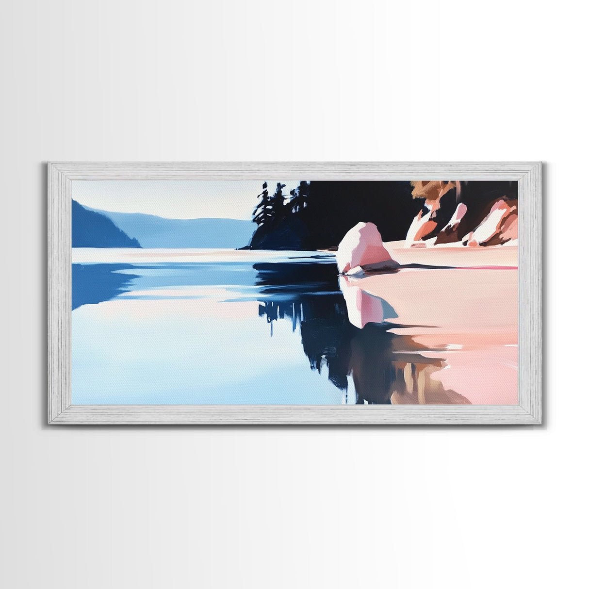 Lake Reflection, Mountain Art, Serene Landscape, Nature Aesthetic, Canvas Print, Modern Wall Art, Peaceful Lake Scene, Minimalist Home Decor