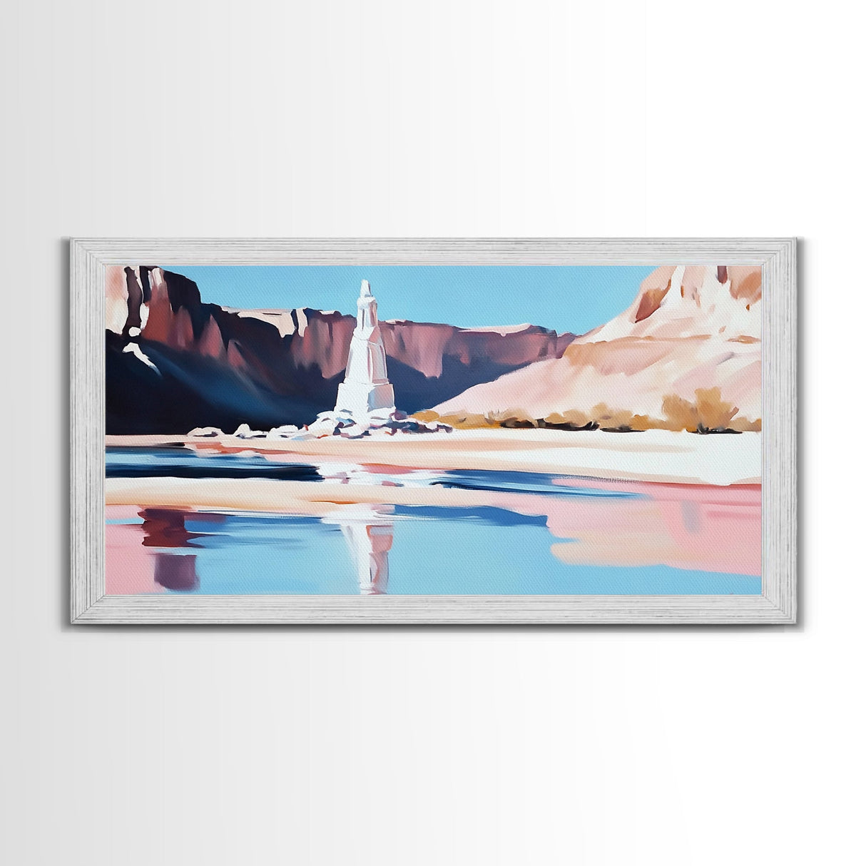 Desert Monument, Canyon Reflection, Southwest Landscape, Framed Canvas Print, Western Art, Rustic Home Decor, Nature Wall Art, Earthy Tones