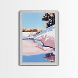 Winter Beach, Snowy Landscape, Soft Blue Sky, Minimalist Nature Scene, Abstract Seascape, Canvas Print, Office Wall Art, Calm Home Decor