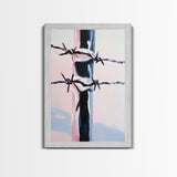 Barbed Wire, Western Art, Minimalist Ranch Style, Rustic Fence, Framed Canvas Print, Modern Wall Art, Cowboy Aesthetic, Bold Home Decor