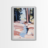 Nature Stream, Forest Landscape, Tranquil Woods, Framed Canvas Print, Minimalist Wall Art, Living Room Wall Decor, Rustic Home Decor