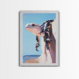 Lizard on Rock, Desert Wildlife, Framed Canvas Print, Nature Wall Art, Bold Animal Painting, Southwest Decor, Reptile Lover Gift, Statement Piece