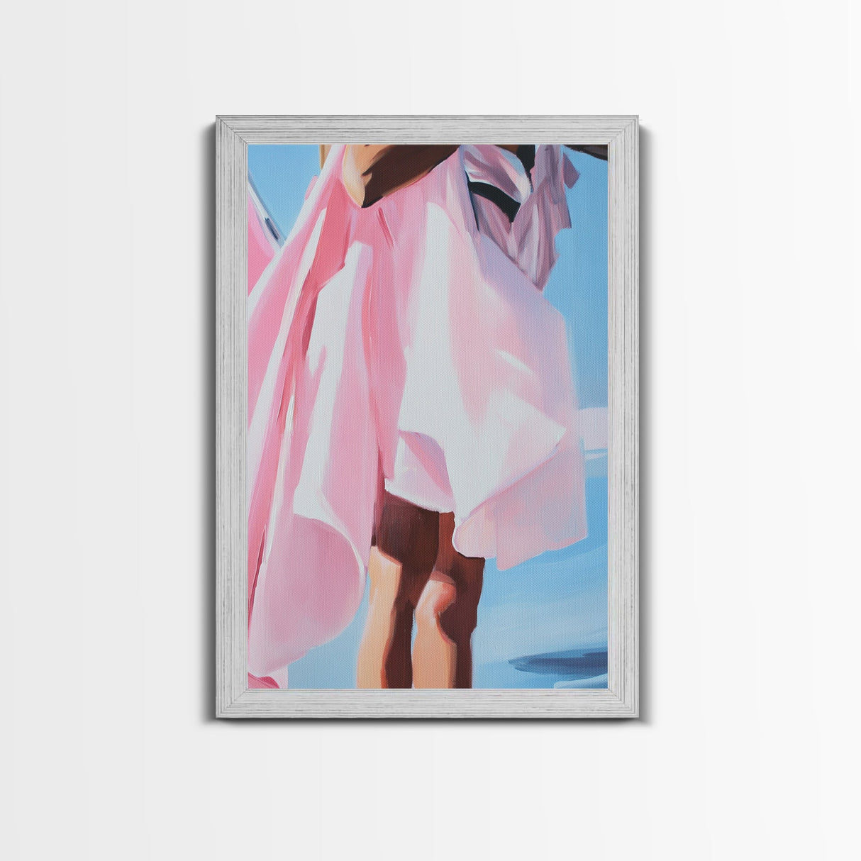 Flowing Dress, Feminine Art, Soft Aesthetic, Elegant Style, Framed Canvas Print, Fashion Illustration, Romantic Home Decor, Bedroom Art