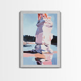 Pink Ice, Abstract, Winter Wall Art, Modern Home Decor, Pastel Landscape, Nature Inspired, Contemporary Art, Framed Canvas Print
