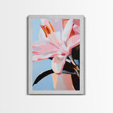 Pink Lily, Floral Painting, Modern Flower Wall Art, Framed Canvas Print, Bedroom Decor, Feminine Aesthetic, Boho Botanical Art
