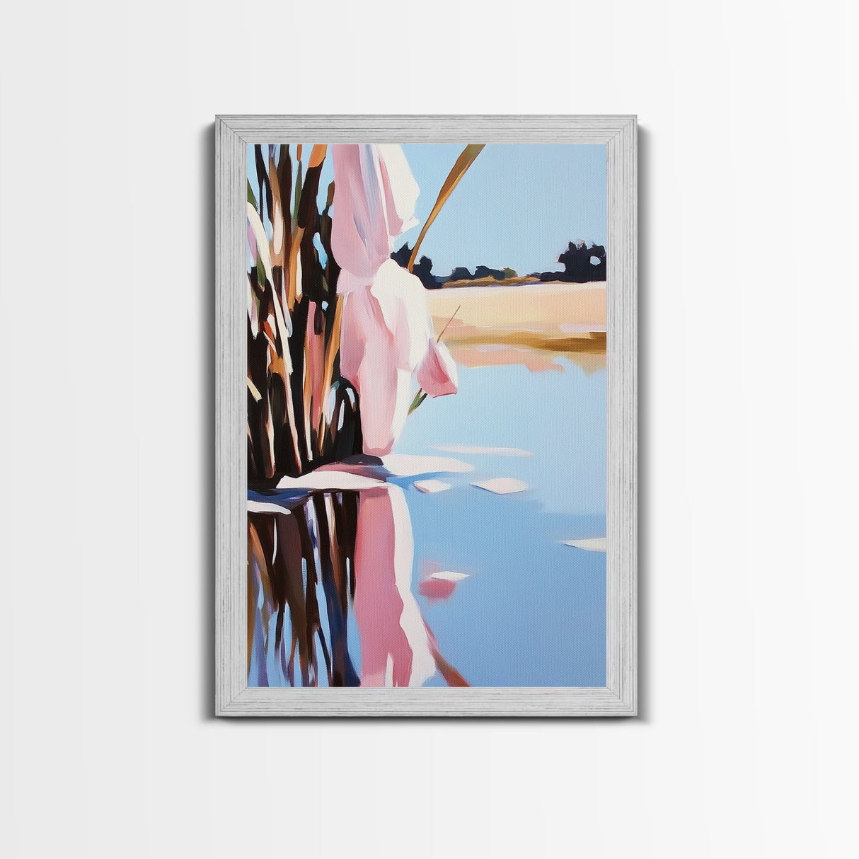 Marsh Reflection, Nature Wall Art, Serene Landscape, Boho Home Decor, Tranquil Aesthetic, Living Room Art, Canvas Print, Water Painting