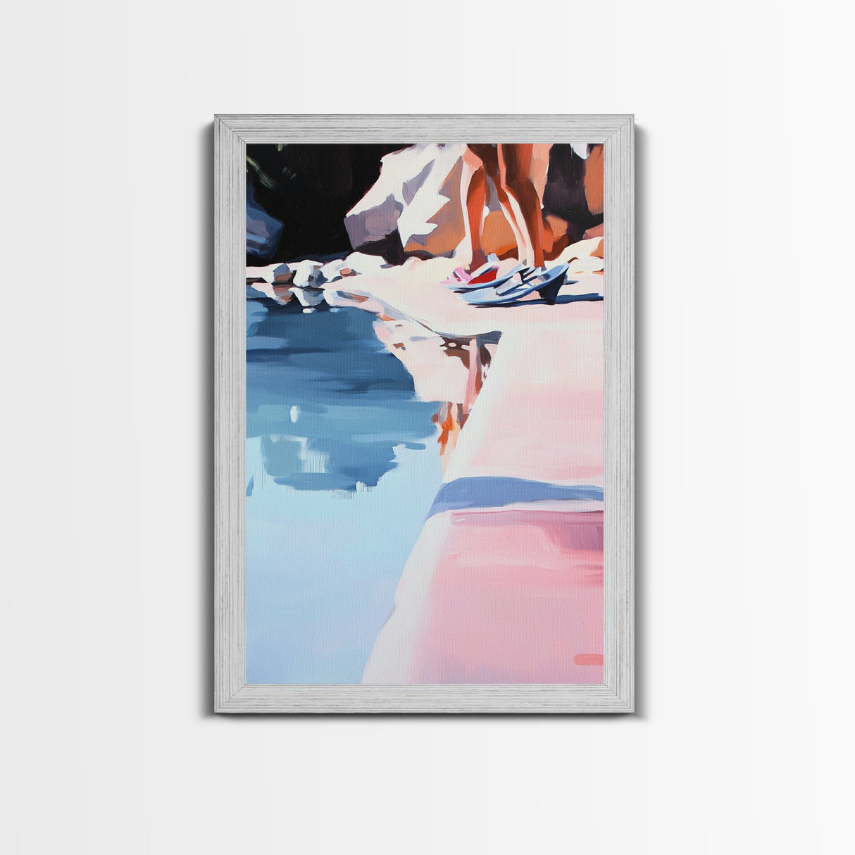 Poolside Reflection, Summer Wall Art, Coastal Aesthetic, Modern Art, Beach House Decor, Relaxation Theme, Canvas Print, Minimalist Style