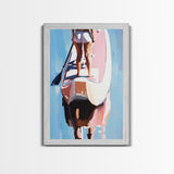 Paddleboarding, Water Sports Art, Ocean Adventure, Summer Beach Vibes, Framed Canvas Print, Coastal Home Decor, Lakehouse Art