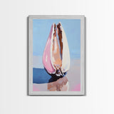 Seashell Still Life, Ocean Treasures, Beach Vibes, Framed Canvas Print, Coastal Wall Art, Minimalist Nautical Decor, Bedroom Artwork