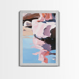 Reflection Art, Minimalist Design, Pink and Blue Landscape, Soft Hues, Modern Wall Decor, Framed Canvas Print, Living Room