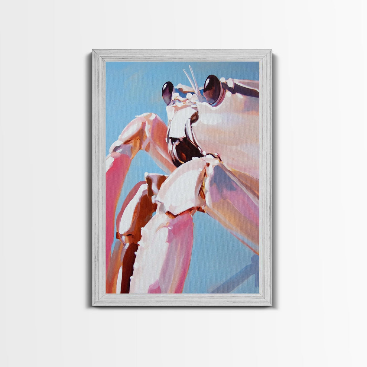 Pink Crab, Coastal Wildlife, Nautical Art, Canvas Print, Unique Ocean Art, Modern Home Decor, Beach House Artwork, Minimalist Design