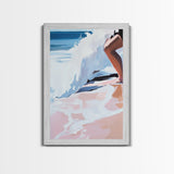 Ocean Waves, Abstract Beach Art, Coastal Home Decor, Framed Canvas Print, Nautical Painting, Seaside Artwork, Living Room Wall Art