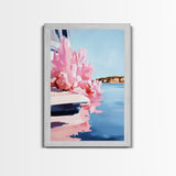 Boat Reflection, Nautical Wall Art, Ocean Painting, Framed Canvas Print, Coastal Living Decor, Modern Seascape, Beach House Artwork