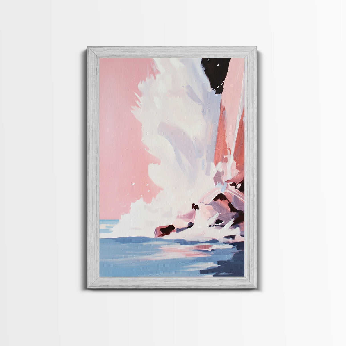 Ocean Wave, Splash Art, Abstract Beach, Coastal Wall Art, Framed Canvas Print, Watercolor Style, Living Room Decor, Nautical Art