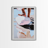 Foot on Sphere, Abstract Art, Surreal Decor, Pastel Aesthetic, Framed Canvas Print, Modern Home, Unique Wall Art, Living Room Painting