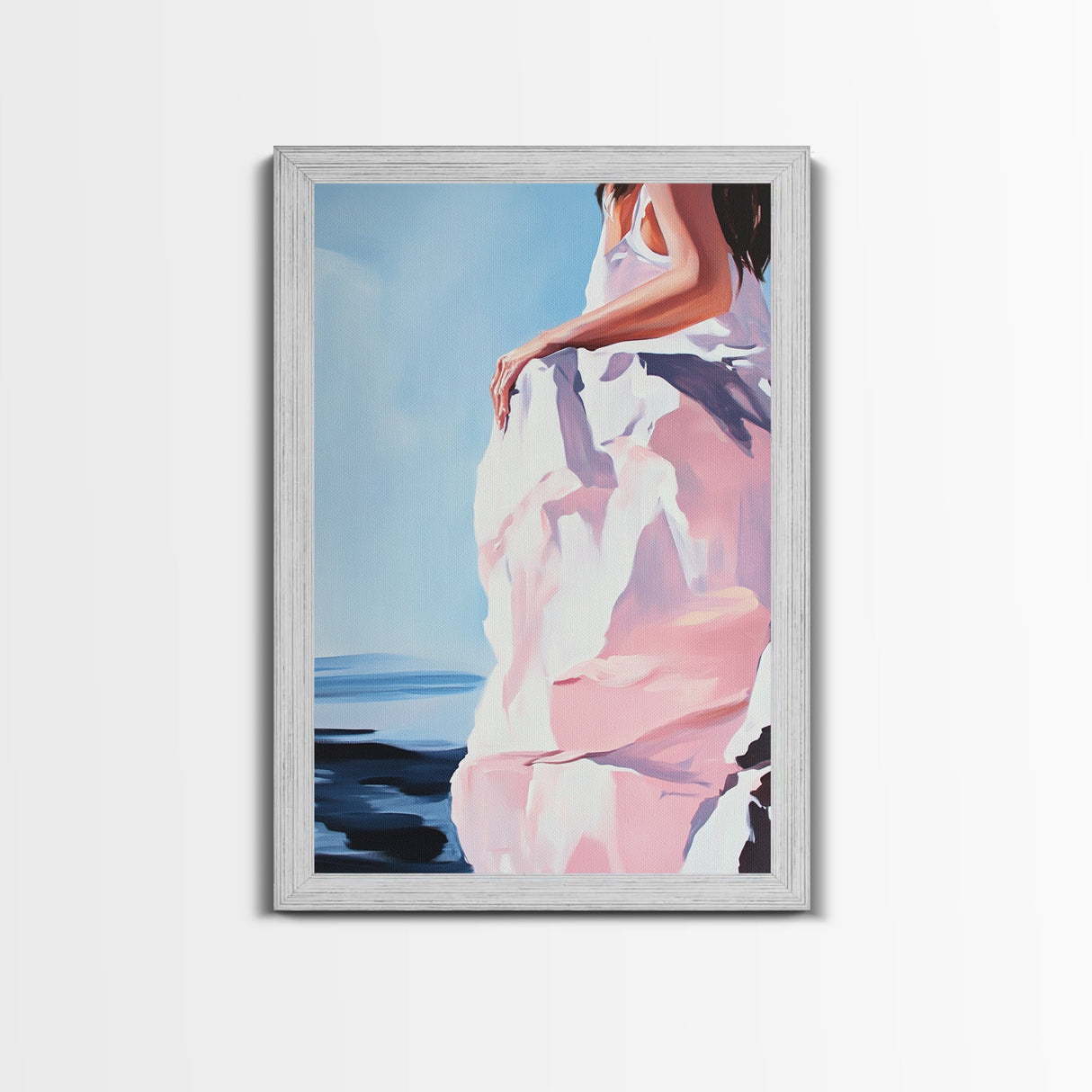 Elegant Woman, Fashion Art, Feminine Aesthetic, Minimalist Painting, Chic Wall Art, Soft Pastel Decor, Canvas Print, Bedroom Wall Art