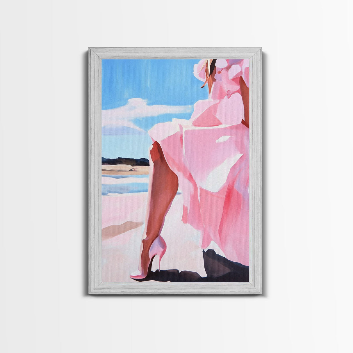 Elegant Dress, Fashion Wall Art, Feminine Aesthetic, Chic Decor, Stylish Woman, Soft Pastels, Modern Minimalist, Canvas Print