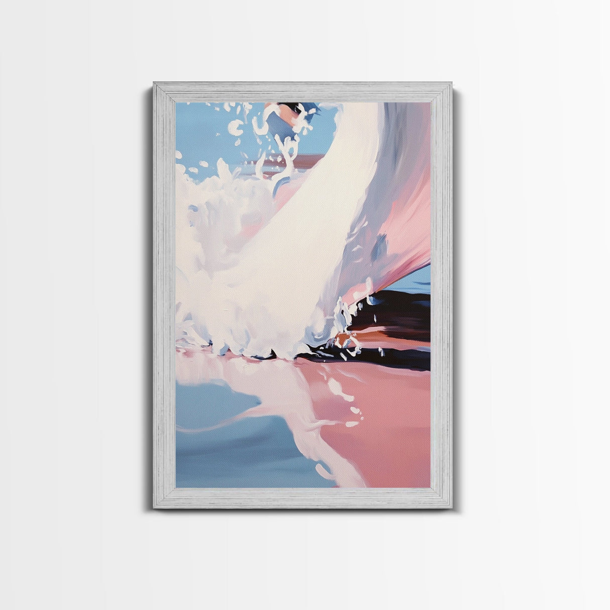 Ocean Wave, Surfer Wall Art, Framed Canvas Print, Abstract Coastal Decor, Modern Beach Painting, Summer Vibes Artwork, Surf Art