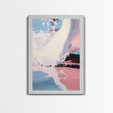 Ocean Wave, Surfer Wall Art, Framed Canvas Print, Abstract Coastal Decor, Modern Beach Painting, Summer Vibes Artwork, Surf Art