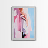 Elegant, Feminine, Minimalist, Fashion, Framed Canvas Print, Modern Woman Art, Chic Wall Decor, Pink Artwork, Aesthetic Bedroom Art