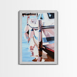 Docked Boat, Nautical Charm, Seaside Painting, Coastal Decor, Summer Vibes, Blue and White Art, Beach House Wall Art, Canvas Print
