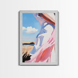 Coastal Breeze, Flowing Dress, Beach Aesthetic, Minimalist Art, Modern Home Decor, Living Room Wall Art, Framed Canvas Print