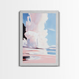 Pink Clouds, Sky Art, Dreamy Landscape, Serene Wall Decor, Blue and Pink Painting, Framed Canvas Print, Office Decor, Aesthetic Gift