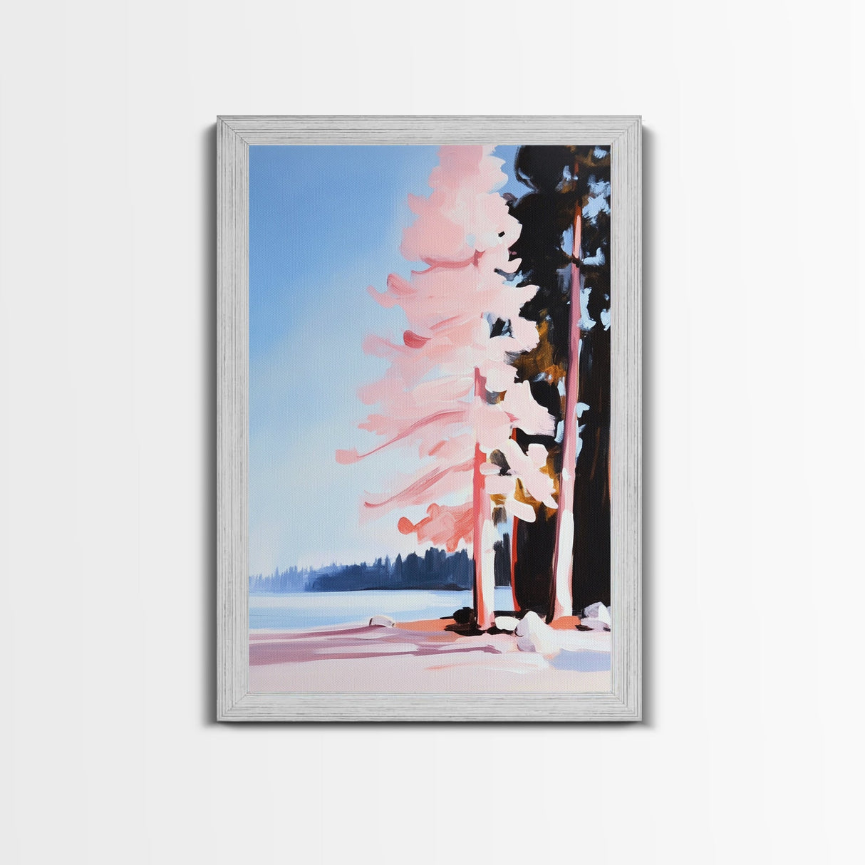 Pink Reflection, Modern Wall Art, Minimalist Decor, Aesthetic Print, Abstract Painting, Framed Canvas Print, Boho Bedroom Art, Gift