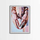 Lobster Painting, Nautical Kitchen Art, Coastal Seafood Decor, Bold Modern Artwork, Framed Canvas Print, Beach House Wall Art
