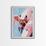 Pink Lobster Art, Coastal Kitchen Decor, Abstract Seafood Illustration, Nautical Wall Print, Framed Canvas Print, Dining Room Wall Art