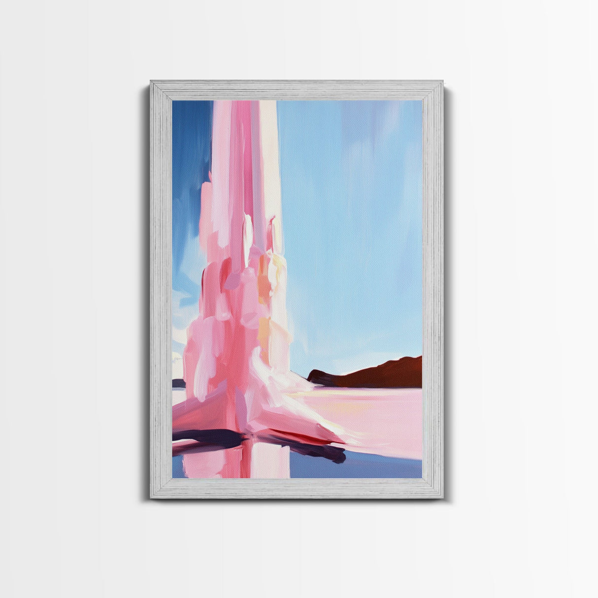 Iceberg Reflection, Abstract Arctic Scene, Minimalist Blue Wall Art, Serene Landscape Painting, Framed Canvas Print, Office Wall Art