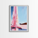 Iceberg Reflection, Abstract Arctic Scene, Minimalist Blue Wall Art, Serene Landscape Painting, Framed Canvas Print, Office Wall Art