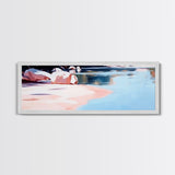 Reflections on Water, Tranquil Lakeside Scene, Minimalist Nature Art, Canvas Print, Serene Blue Tones, Relaxing Wall Art, Office Decor