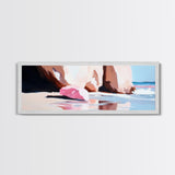 Pink Shoreline, Ocean Reflection, Coastal Wall Art, Framed Canvas Print, Minimalist Seascape, Beach House Decor, Living Room Artwork