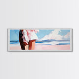 Ocean Breeze, White Dress, Canvas Print, Beach Wall Art, Minimalist Art, Relaxing Home Decor, Blue Sky Painting, Modern Wall Art