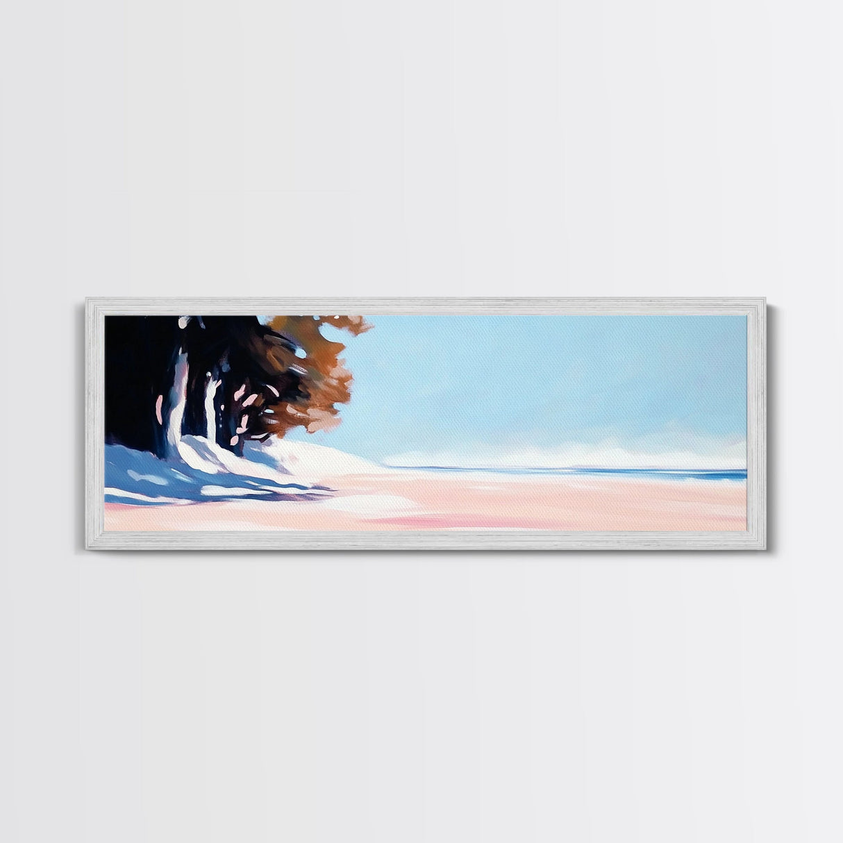 Tranquil Horizon, Minimalist Seascape, Coastal Escape, Soft Pastel Beach, Canvas Print, Relaxing Living Room Wall Art, Boho Decor